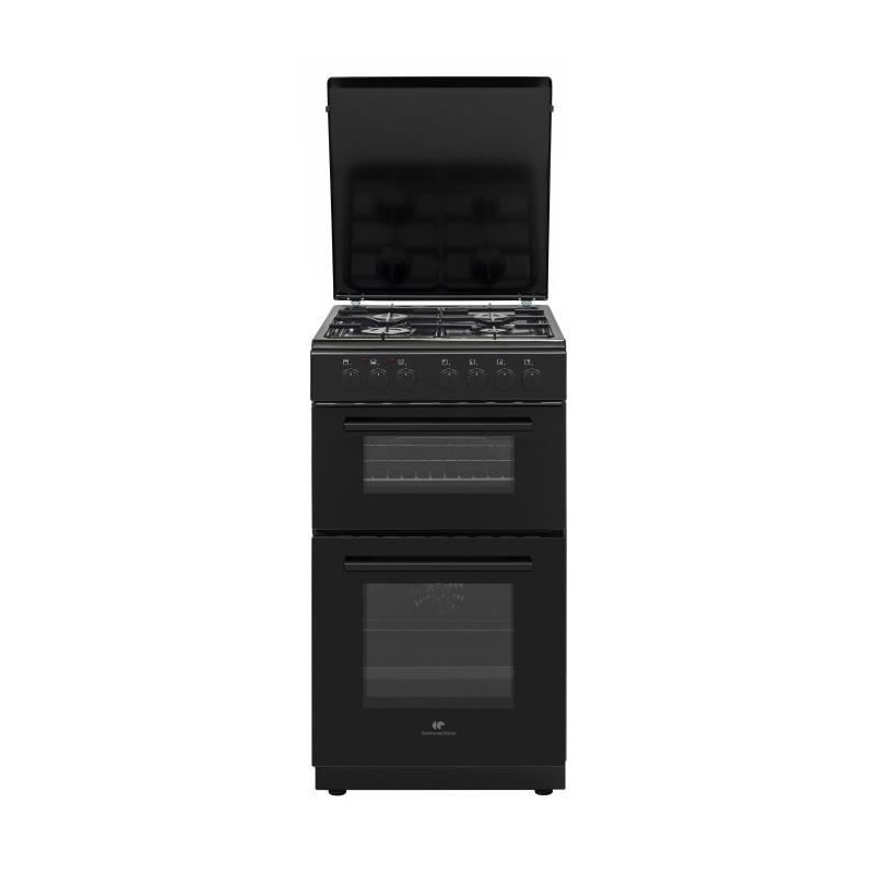 Cuisiniere gaz CONTINENTAL EDISON CECDF5060B3 - 4 feux - noir - L50 xP