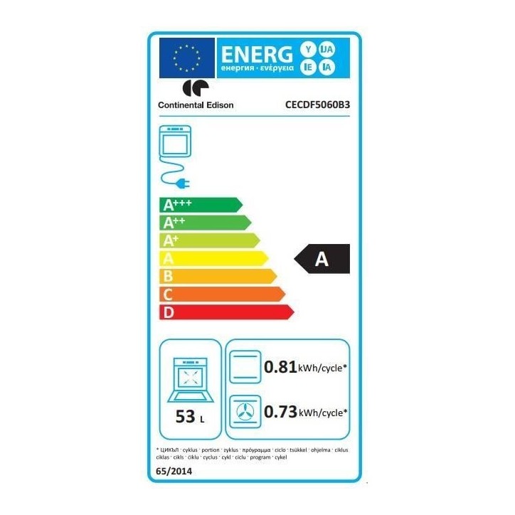 Cuisiniere gaz CONTINENTAL EDISON CECDF5060B3 - 4 feux - noir - L50 xP60 x H90 cm Cuisiniere gaz CONTINENTAL EDISON CECDF5060B3 - 4 feux - noir - L50 xP60 x H90 cm