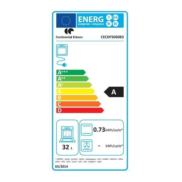 Cuisiniere gaz CONTINENTAL EDISON CECDF5060B3 - 4 feux - noir - L50 xP60 x H90 cm Cuisiniere gaz CONTINENTAL EDISON CECDF5060B3 - 4 feux - noir - L50 xP60 x H90 cm