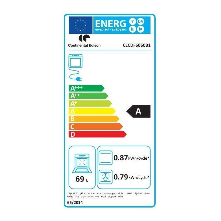 Cuisiniere gaz CONTINENTAL EDISON CECDF6060B1 - 4 feux - noir - L60 xP60 x H90 cm Cuisiniere gaz CONTINENTAL EDISON CECDF6060B1 - 4 feux - noir - L60 xP60 x H90 cm