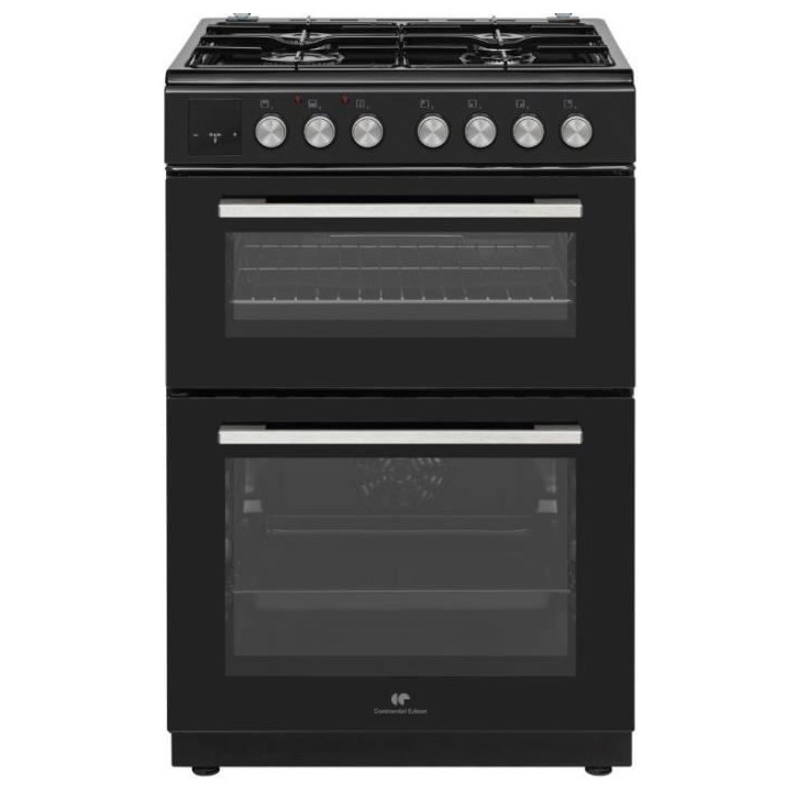 Cuisiniere gaz - CONTINENTAL EDISON - CECDF6060IBD - Double fours - 4 feux - noir - L60 xP60 x H90 cm Cuisiniere gaz - CONTINENTAL EDISON - CECDF6060IBD - Double fours - 4 feux - noir - L60 xP60 x H90 cm