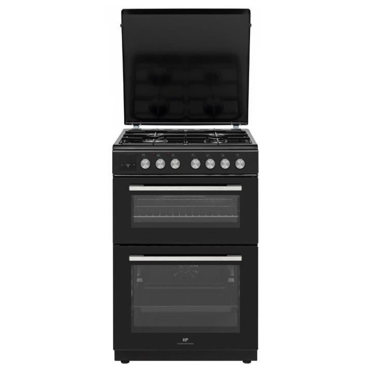 Cuisiniere gaz - CONTINENTAL EDISON - CECDF6060IBD - Double fours - 4 feux - noir - L60 xP60 x H90 cm Cuisiniere gaz - CONTINENTAL EDISON - CECDF6060IBD - Double fours - 4 feux - noir - L60 xP60 x H90 cm