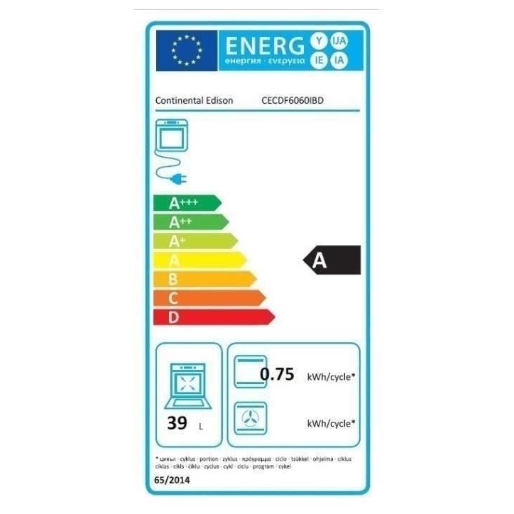 Cuisiniere gaz - CONTINENTAL EDISON - CECDF6060IBD - Double fours - 4 feux - noir - L60 xP60 x H90 cm Cuisiniere gaz - CONTINENTAL EDISON - CECDF6060IBD - Double fours - 4 feux - noir - L60 xP60 x H90 cm