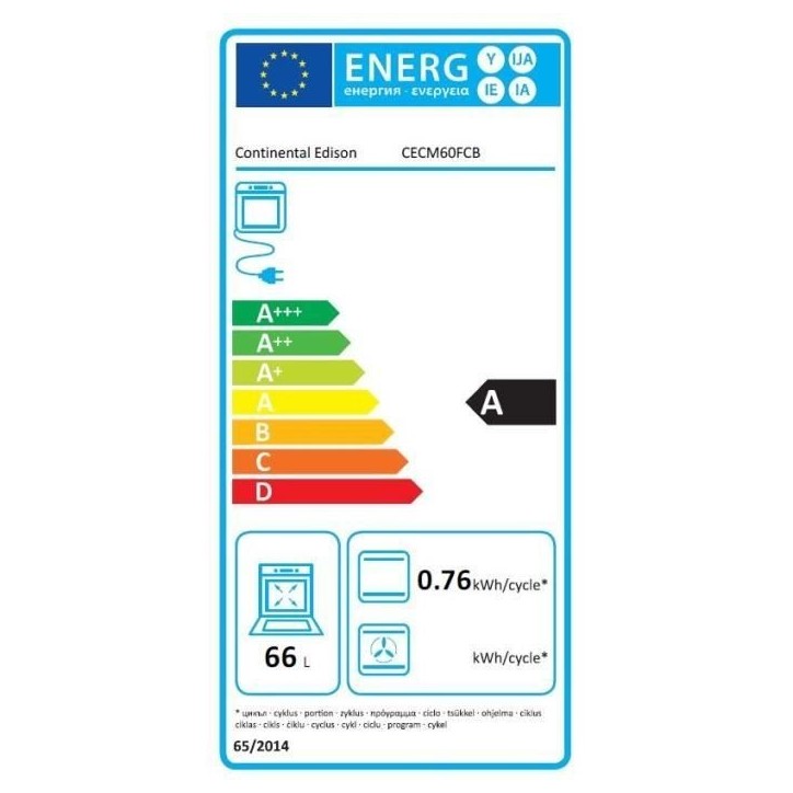 Cuisiniere mixte CONTINENTAL EDISON CECM60FCB - 3 feux gaz + 1 électrique - L59,8 x P61 xH83 cm - Noir Cuisiniere mixte CONTINENTAL EDISON CECM60FCB - 3 feux gaz + 1 électrique - L59,8 x P61 xH83 cm - Noir
