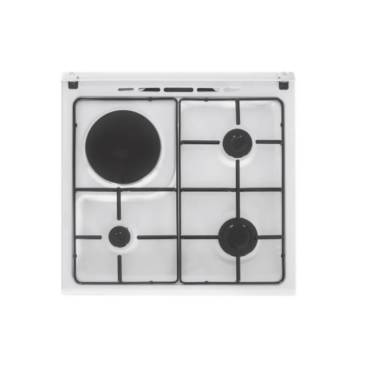 Cuisiniere mixte CONTINENTAL EDISON CECM60FCW - 3 feux gaz + 1 électrique - L59,8 x P61 xH83 cm - Blanc