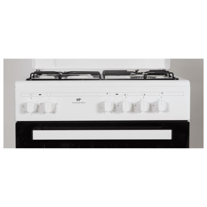 Cuisiniere mixte CONTINENTAL EDISON CECM60FCW - 3 feux gaz + 1 électrique - L59,8 x P61 xH83 cm - Blanc