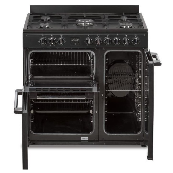Cuisiniere piano gaz 3 fours électriques CONTINENTAL EDISON CECP903FB - 5 feux - Noir - Largeur 90 cm Cuisiniere piano gaz 3 fours électriques CONTINENTAL EDISON CECP903FB - 5 feux - Noir - Largeur 90 cm