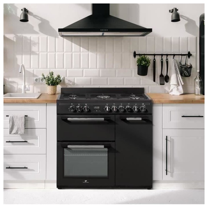 Cuisiniere piano gaz 3 fours électriques CONTINENTAL EDISON CECP903FB - 5 feux - Noir - Largeur 90 cm Cuisiniere piano gaz 3 fours électriques CONTINENTAL EDISON CECP903FB - 5 feux - Noir - Largeur 90 cm