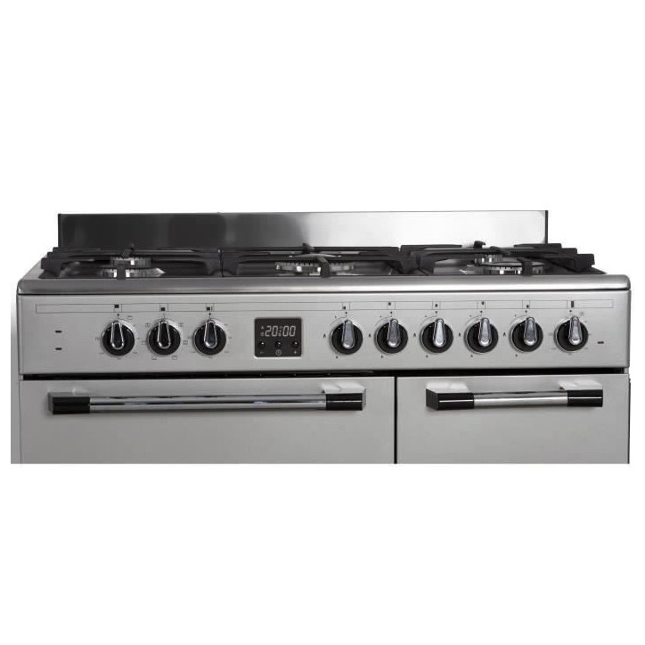 Cuisiniere piano gaz 3 fours électriques CONTINENTAL EDISON CECP903FIX 5 feux - Inox - Largeur 90 cm