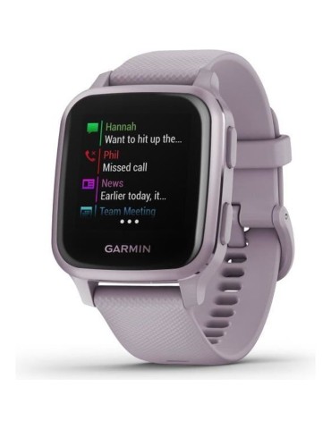 GARMIN Venu Sq - Montre GPS de sport connectée santé et bien-etre - Lavande - Bracelet rose
