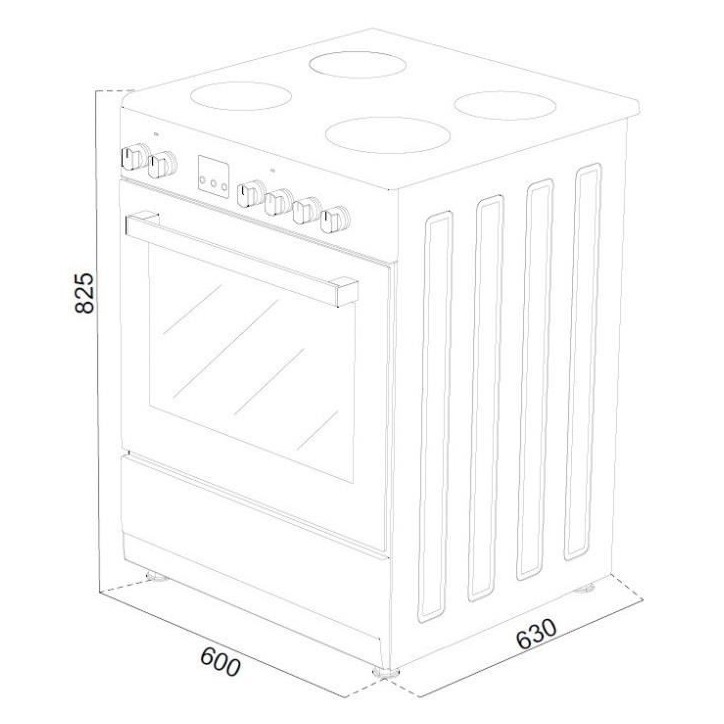 Cuisiniere vitrocéramique CONTINENTAL EDISON CECV60FCS - 4 feux - L58,8 xP61 xH83 cm - Silver Cuisiniere vitrocéramique CONTINENTAL EDISON CECV60FCS - 4 feux - L58,8 xP61 xH83 cm - Silver