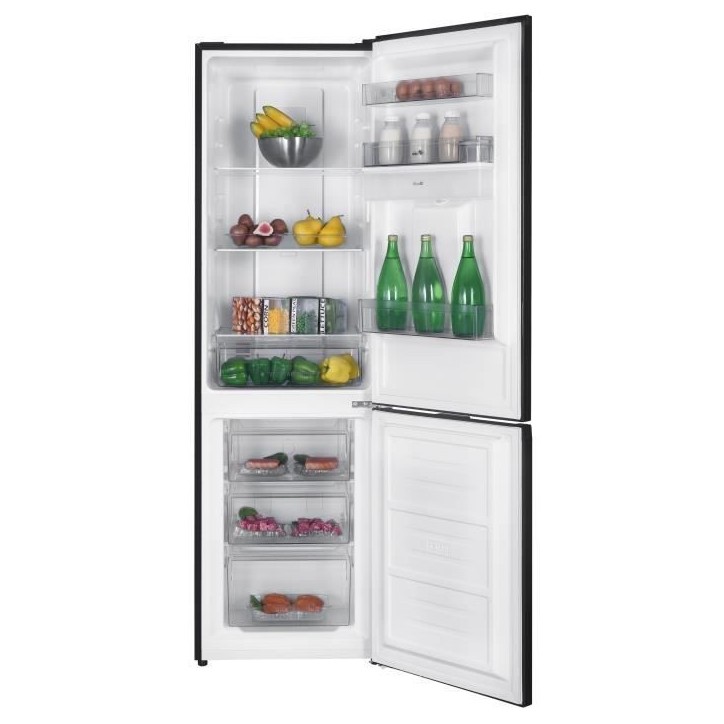 Réfrigérateur congélateur bas 251L - CONTINENTAL EDISON - Total No Frost(Sans givre) - Noir - Classe D - L 55 cm x H 180 cm