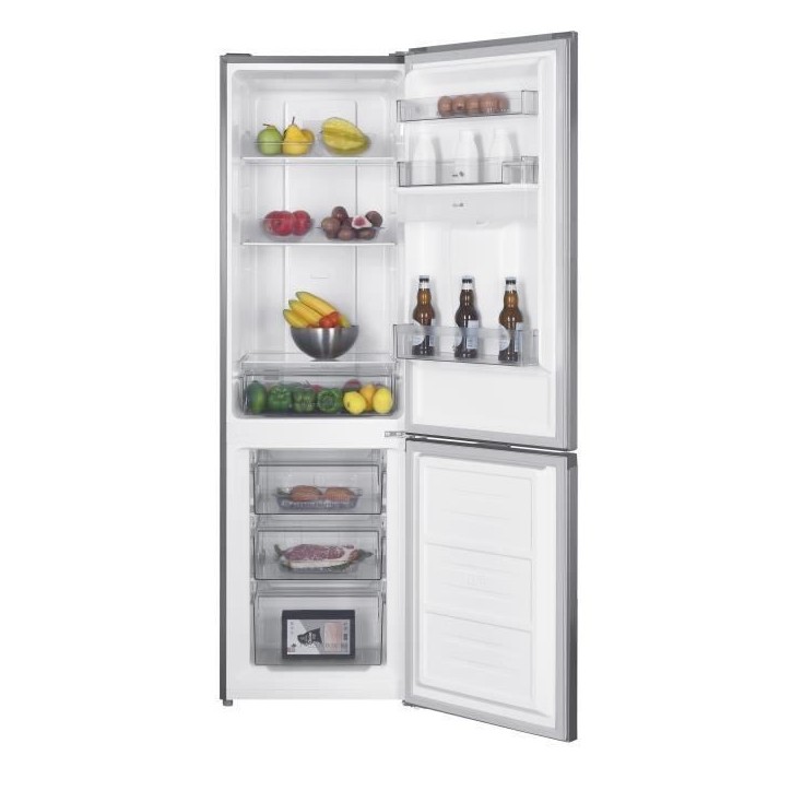 Réfrigérateur congélateur bas CONTINENTAL EDISON - 251L -Total No Frost(Sans givre) - Inox - L 55 cm x H 180 cm