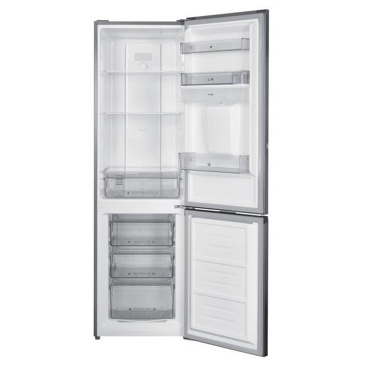 Réfrigérateur congélateur bas 251L - CONTINENTAL EDISON - Total No Frost - Inox - Classe D - L 55 cm x H 180 cm