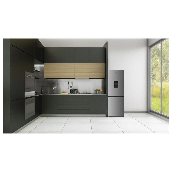 Réfrigérateur congélateur bas 251L - CONTINENTAL EDISON - Total No Frost - Inox - Classe D - L 55 cm x H 180 cm