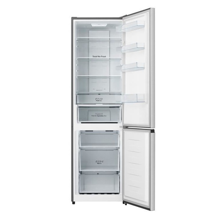Réfrigérateur congélateur bas - CONTINENTAL EDISON - CEFC336NFIX1 - 336L - Total No Frost - Classe D - L59,5 x H200,4 cm - Si Réfrigérateur congélateur bas - CONTINENTAL EDISON - CEFC336NFIX1 - 336L - Total No Frost - Classe D - L59,5 x H200,4 cm - Si
