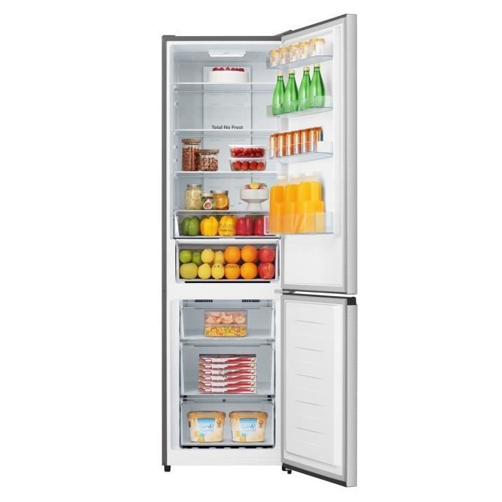 Réfrigérateur congélateur bas - CONTINENTAL EDISON - CEFC336NFIX1 - 336L - Total No Frost - Classe D - L59,5 x H200,4 cm - Si Réfrigérateur congélateur bas - CONTINENTAL EDISON - CEFC336NFIX1 - 336L - Total No Frost - Classe D - L59,5 x H200,4 cm - Si