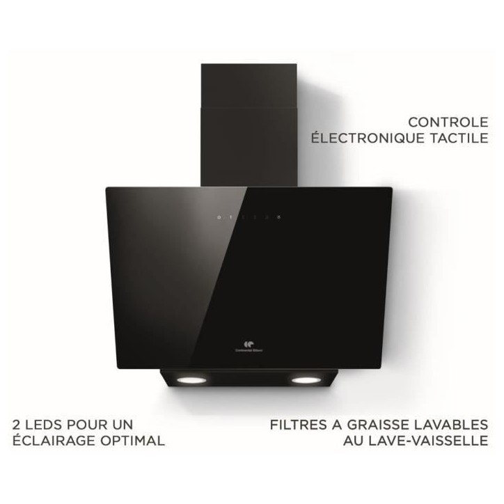 Hotte décorative noire - A - CONTINENTAL EDISON CEHD6065B - L60 cm Hotte décorative noire - A - CONTINENTAL EDISON CEHD6065B - L60 cm