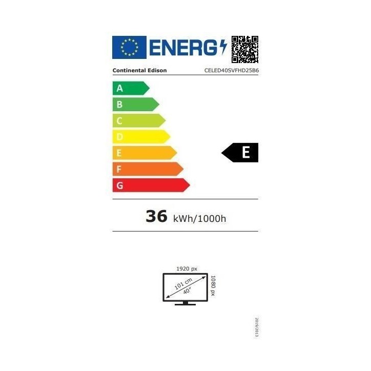 TV LED - CONTINENTAL EDISON - CELED40SVFHD25B6 - FHD 40“ (101 cm) - SMART VIDAA - 3xHDMI, 2xUSB - Noir