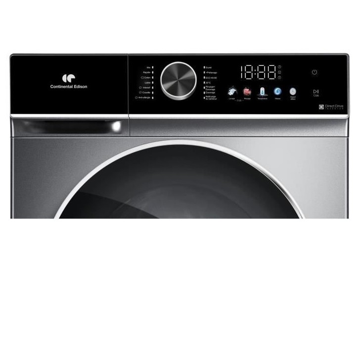 Lave-linge hublot - CONTINENTAL EDISON - CELL1012DDS1 - 10kg - MOTEUR INDUCTION DIRECTE SANS COURROIE -60 cm - 1200 trs/min - Si Lave-linge hublot - CONTINENTAL EDISON - CELL1012DDS1 - 10kg - MOTEUR INDUCTION DIRECTE SANS COURROIE -60 cm - 1200 trs/min - Si