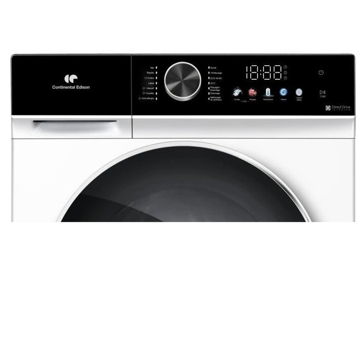 Lave-linge hublot - CONTINENTAL EDISON - CELL1012DDW1 - 10kg - MOTEUR INDUCTION DIRECTE SANS COURROIE - 60 cm - 1200 trs/min - B Lave-linge hublot - CONTINENTAL EDISON - CELL1012DDW1 - 10kg - MOTEUR INDUCTION DIRECTE SANS COURROIE - 60 cm - 1200 trs/min - B
