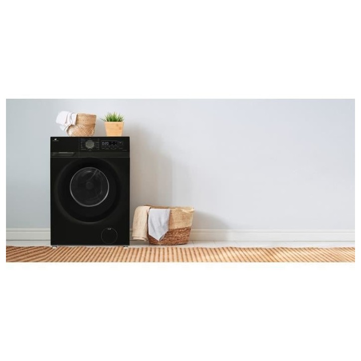 Lave-linge hublot - CONTINENTAL EDISON - CELL10140IBP - 10kg - Moteur induction - 60 cm - Classe A - 1400 trs/min - Noir mat Lave-linge hublot - CONTINENTAL EDISON - CELL10140IBP - 10kg - Moteur induction - 60 cm - Classe A - 1400 trs/min - Noir mat
