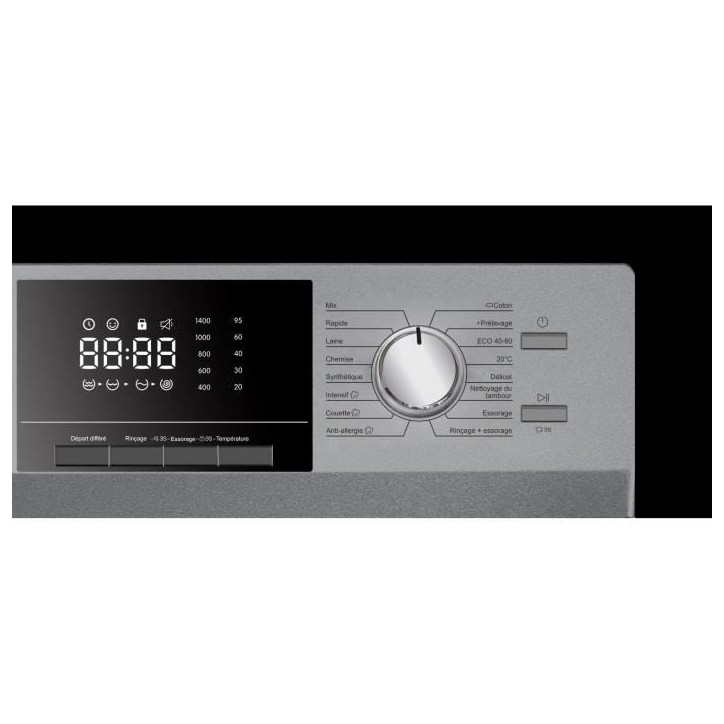 Lave-linge hublot - CONTINENTAL EDISON - CELL10140S3 - 10kg - Moteur induction - 60 cm - 1400 trs/min - Silver