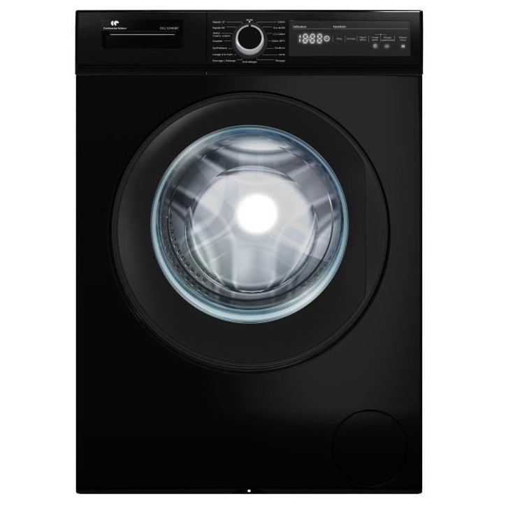 Lave-linge hublot CONTINENTAL EDISON CELL12140IBT - 12 kg - Largeur 59,6 cm - Classe A - 1400 trs/min - moteur induction - noir
