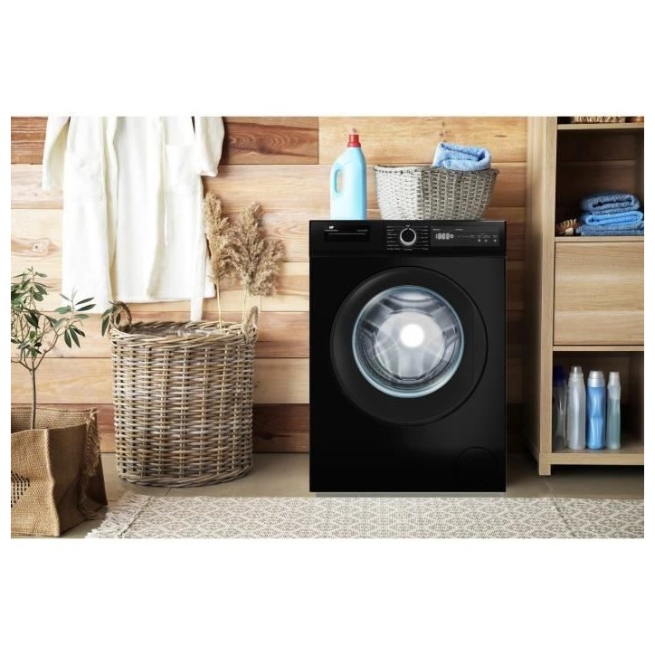 Lave-linge hublot CONTINENTAL EDISON CELL12140IBT - 12 kg - Largeur 59,6 cm - Classe A - 1400 trs/min - moteur induction - noir