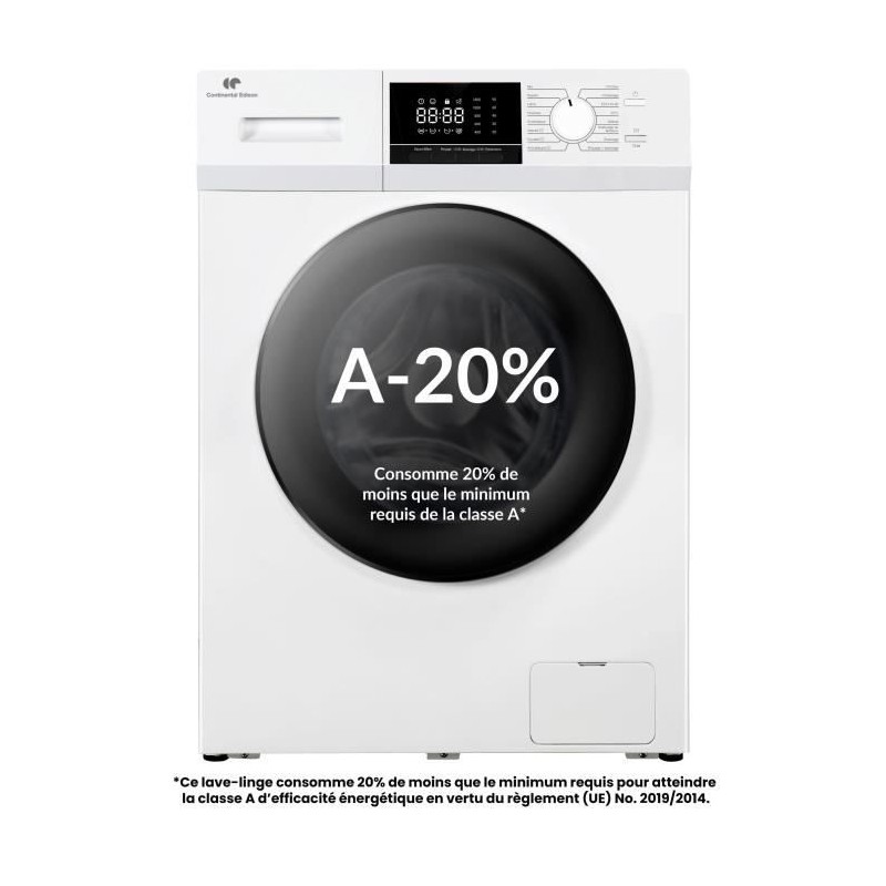 Lave-linge hublot - CONTINENTAL EDISON - CELL12140IWP - 12kg - Inducti Lave-linge hublot - CONTINENTAL EDISON - CELL12140IWP - 12kg - Inducti