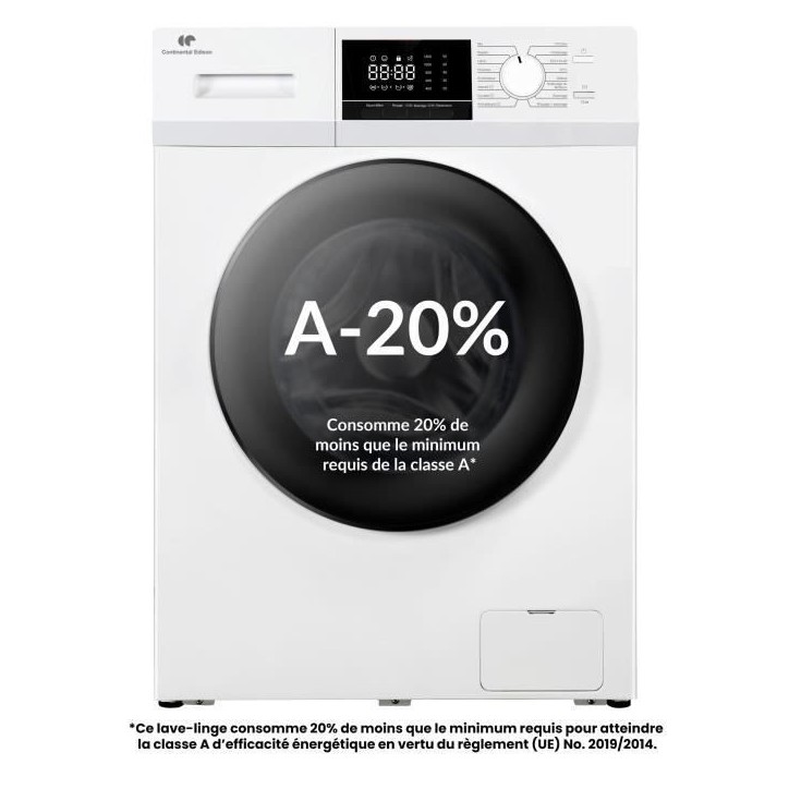 Lave-linge hublot - CONTINENTAL EDISON - CELL12140IWP - 12kg - Induction - 60 cm - 1400 trs/min - Blanc Lave-linge hublot - CONTINENTAL EDISON - CELL12140IWP - 12kg - Induction - 60 cm - 1400 trs/min - Blanc