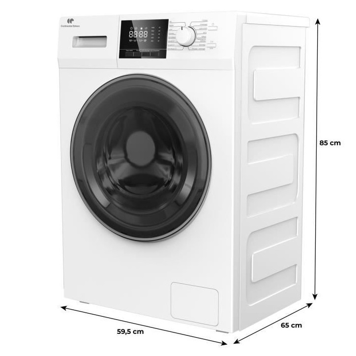 Lave-linge hublot - CONTINENTAL EDISON - CELL12140IWP - 12kg - Induction - 60 cm - 1400 trs/min - Blanc Lave-linge hublot - CONTINENTAL EDISON - CELL12140IWP - 12kg - Induction - 60 cm - 1400 trs/min - Blanc