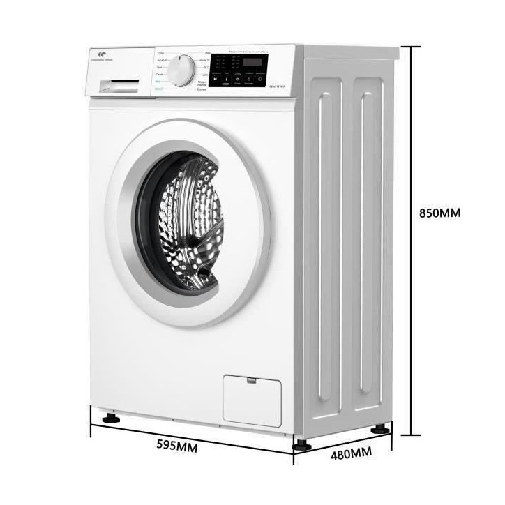 Lave-linge hublot - CONTINENTAL EDISON - CELL712IW3 - 7 kg - Induction - 60 cm - 1200 trs/min - Blanc Lave-linge hublot - CONTINENTAL EDISON - CELL712IW3 - 7 kg - Induction - 60 cm - 1200 trs/min - Blanc