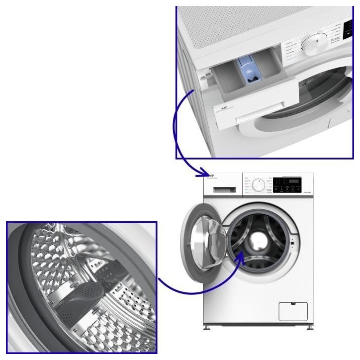 Lave-linge hublot - CONTINENTAL EDISON - CELL712IW3 - 7 kg - Induction - 60 cm - 1200 trs/min - Blanc Lave-linge hublot - CONTINENTAL EDISON - CELL712IW3 - 7 kg - Induction - 60 cm - 1200 trs/min - Blanc