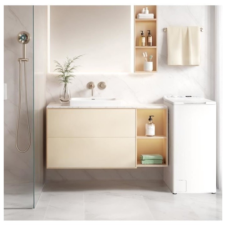 Lave-linge top - CONTINENTAL EDISON CELL712TW - 7 kg - Induction - 40 cm - 1200 trs/min - Blanc
