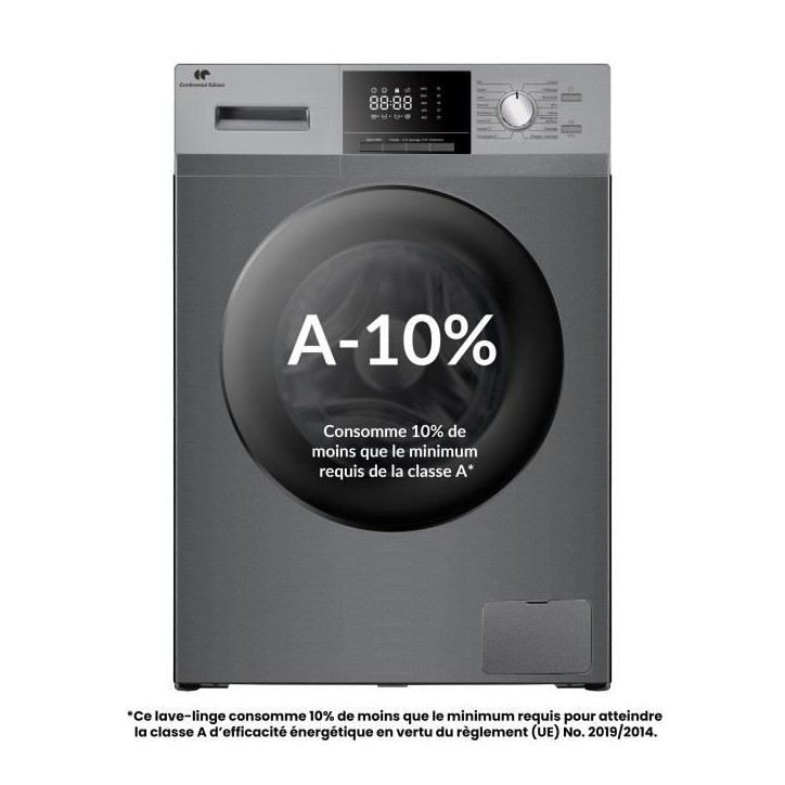 Lave-linge hublot - CONTINENTAL EDISON - CELL8140IS1 - 8kg - Moteur induction - 60 cm - 1400 trs/min - Silver Lave-linge hublot - CONTINENTAL EDISON - CELL8140IS1 - 8kg - Moteur induction - 60 cm - 1400 trs/min - Silver