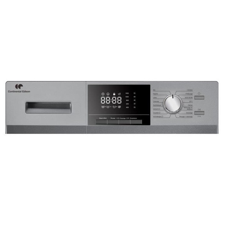 Lave-linge hublot - CONTINENTAL EDISON - CELL8140IS1 - 8kg - Moteur induction - 60 cm - 1400 trs/min - Silver Lave-linge hublot - CONTINENTAL EDISON - CELL8140IS1 - 8kg - Moteur induction - 60 cm - 1400 trs/min - Silver