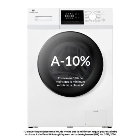 Lave-linge hublot - CONTINENTAL EDISON - CELL8140IW1 - 8kg - Moteur in