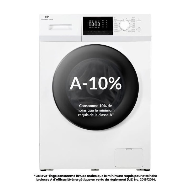 Lave-linge hublot - CONTINENTAL EDISON - CELL8140IW1 - 8kg - Moteur induction - 60 cm - 1400 trs/min - Blanc Lave-linge hublot - CONTINENTAL EDISON - CELL8140IW1 - 8kg - Moteur induction - 60 cm - 1400 trs/min - Blanc