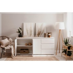 Buffet Capetown - Décor blanc brillant - Panneaux de particules - 3 p