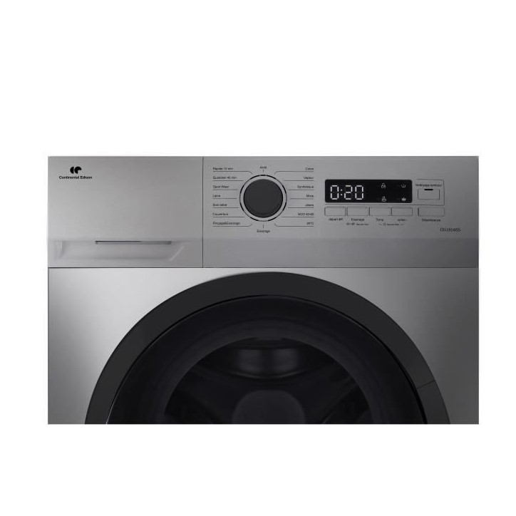 Lave-linge hublot CONTINENTAL EDISON CELL914ISS - 9 kg - Largeur 59,5 cm - Classe A - 1400 trs - moteur induction -Silver Lave-linge hublot CONTINENTAL EDISON CELL914ISS - 9 kg - Largeur 59,5 cm - Classe A - 1400 trs - moteur induction -Silver