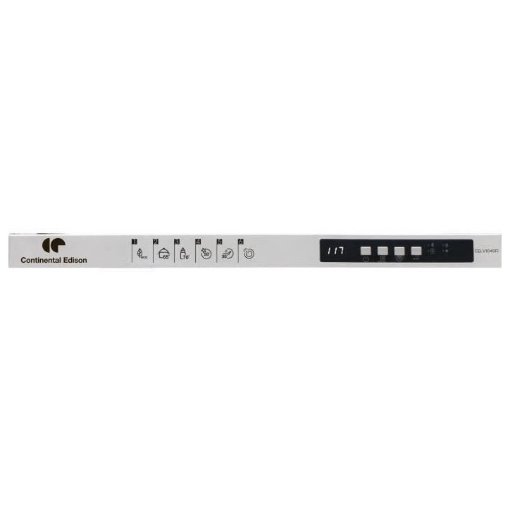 Lave-vaisselle encastrable CONTINENTAL EDISON CELV1045FI-10 couverts - Largeur44,8cm - Classe D - 45 dB - Blanc Lave-vaisselle encastrable CONTINENTAL EDISON CELV1045FI-10 couverts - Largeur44,8cm - Classe D - 45 dB - Blanc