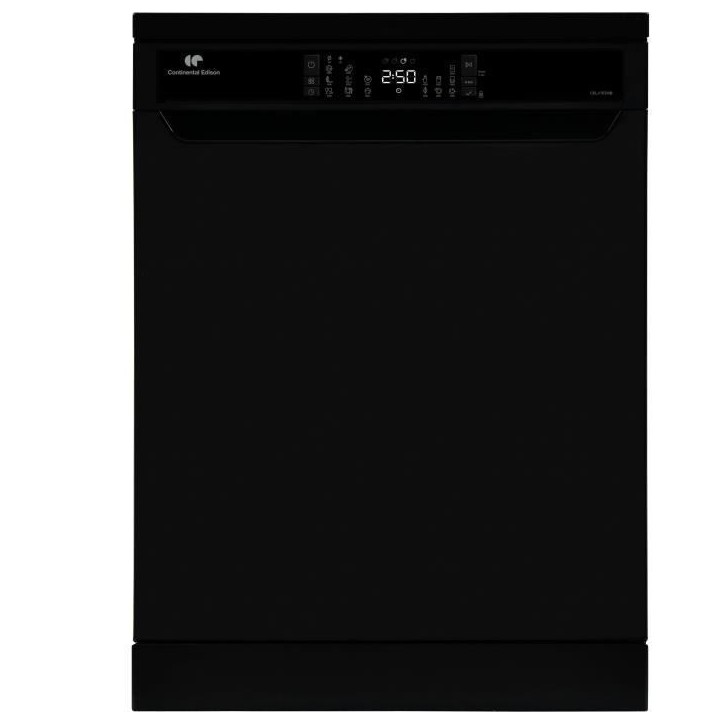 Lave-vaisselle pose libre CONTINENTAL EDISON - 15 couverts - Largeur 59,8 cm - Classe D - moteur induction - 39 dB - Noir Lave-vaisselle pose libre CONTINENTAL EDISON - 15 couverts - Largeur 59,8 cm - Classe D - moteur induction - 39 dB - Noir