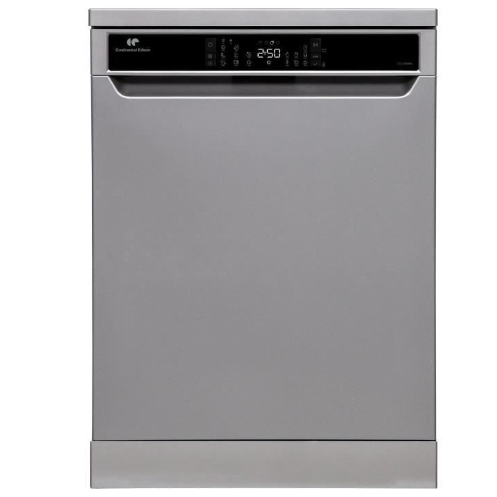 Lave-vaisselle pose libre CONTINENTAL EDISON - 15 couverts - Largeur 59,8 cm - Classe D - moteur induction - 39 dB - Silver