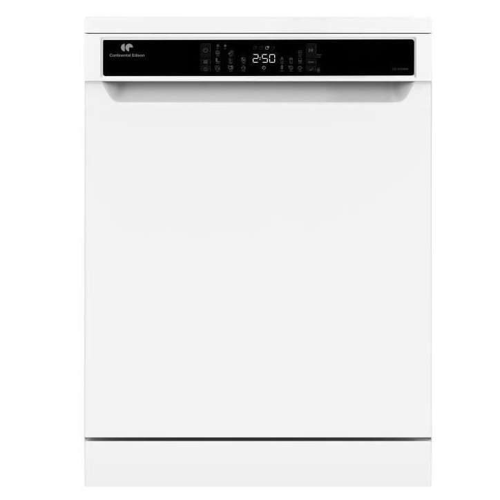 Lave-vaisselle pose libre CONTINENTAL EDISON - 15 couverts - Largeur 59,8 cm - Classe D - moteur induction - 39 dB - Blanc Lave-vaisselle pose libre CONTINENTAL EDISON - 15 couverts - Largeur 59,8 cm - Classe D - moteur induction - 39 dB - Blanc