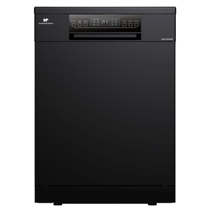 Lave-vaisselle pose-libre - CONTINENTAL EDISON - CELV1544IBP - 15 couverts - Inverter - 60 cm - 42 dB - Noir mat