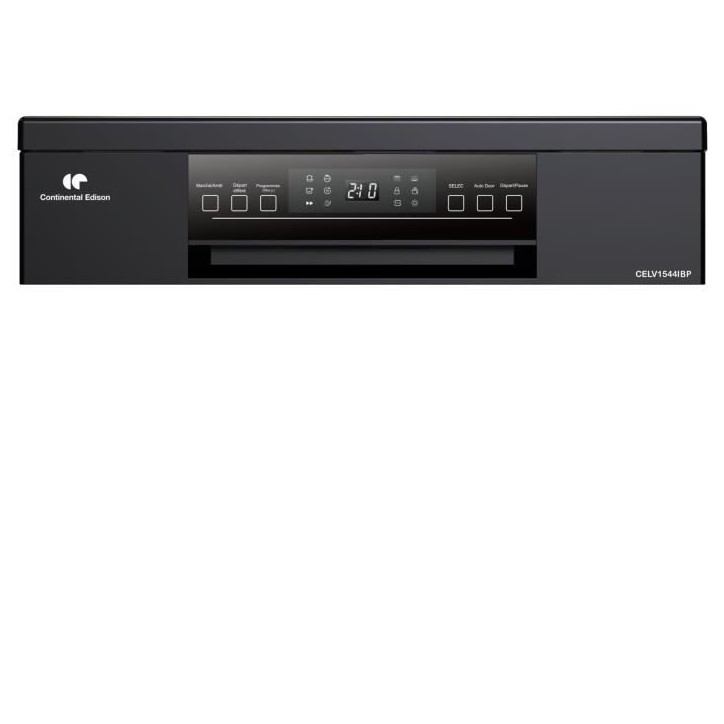 Lave-vaisselle pose-libre - CONTINENTAL EDISON - CELV1544IBP - 15 couverts - Inverter - 60 cm - 42 dB - Noir mat