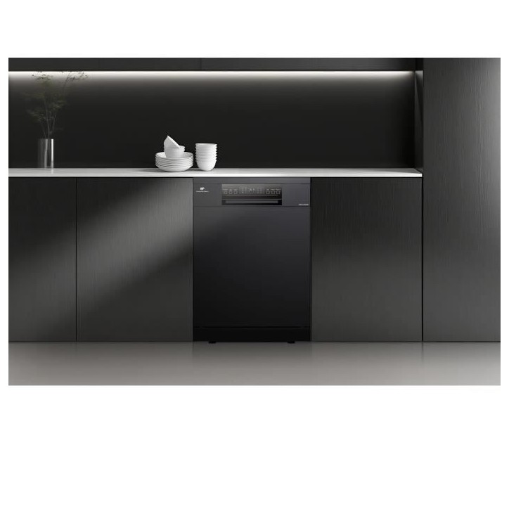 Lave-vaisselle pose-libre - CONTINENTAL EDISON - CELV1544IBP - 15 couverts - Inverter - 60 cm - 42 dB - Noir mat