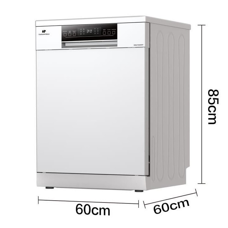 Lave-vaisselle pose-libre - CONTINENTAL EDISON - CELV1544IWP - 15 couverts - Inverter - 60 cm - 42 dB - Blanc