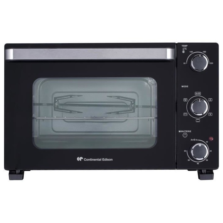 Minifour électrique CONTINENTAL EDISON CEMF28B2 - 28L noir - 1500W - Rotissoire, Convection naturelle